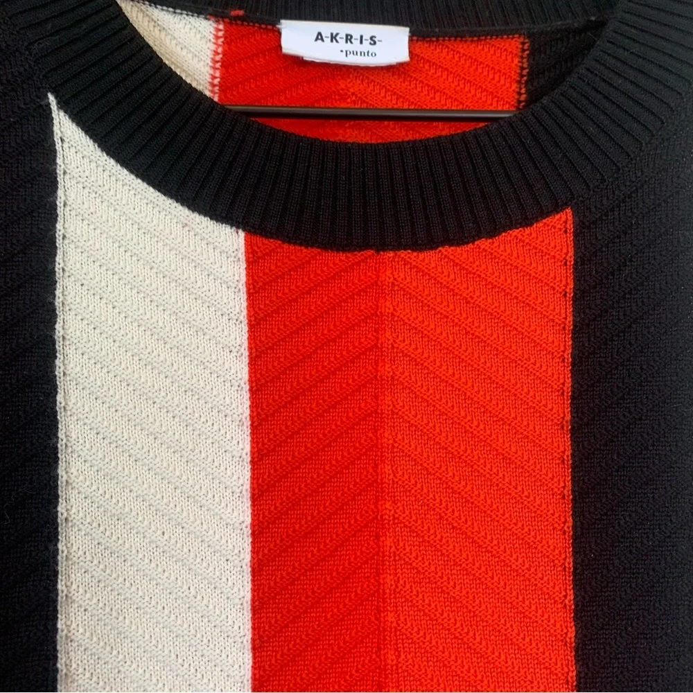 Akris Punto Bergdorf Goodman Herringbone Stripe Merino Pullover Sweater